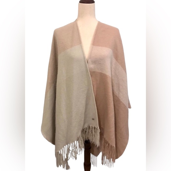 Soia & Kyo Blanket Wrap Poncho Earth Tones Colorblock One Size Fits Most - Picture 7 of 12